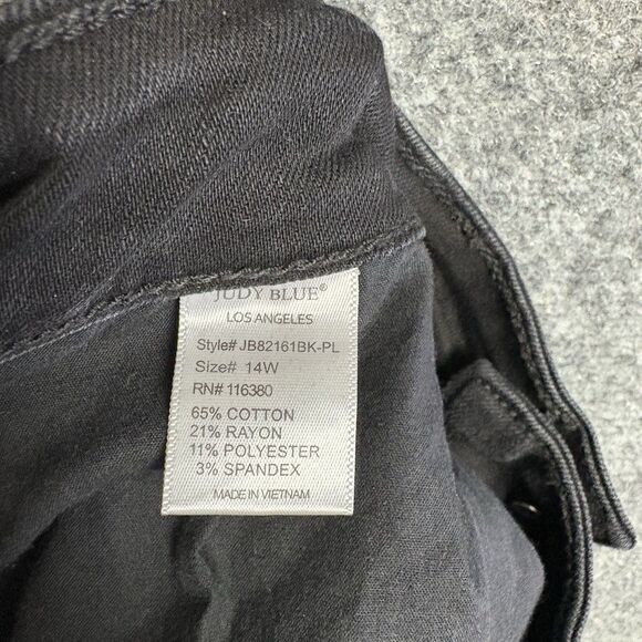 Judy Blue Jeans Womens Size 14W Black Boyfriend Fit Distressed Grunge Gothic - Picture 9 of 10